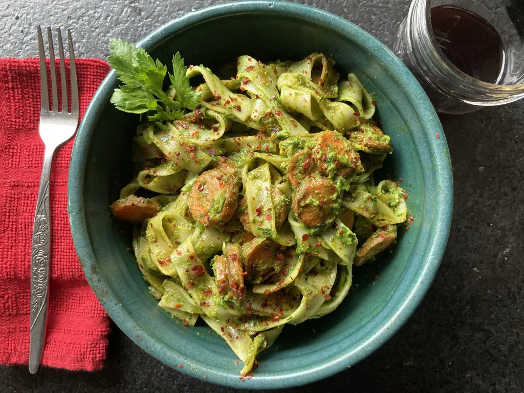 These rich, vibrant, cuisine-crossing fried noodles ring in spring with flair. (Ari LeVaux)