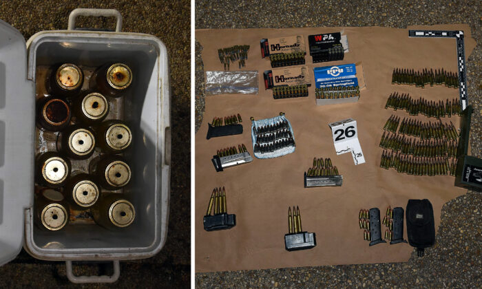 Police seized 11 Molotov cocktails and hundreds of rounds of ammunition from the truck of Lonnie Leroy Coffman of Falkville, Ala., near the U.S. Capitol on Jan. 6, 2021. (U.S. Department of Justice/Screenshots via The Epoch Times)