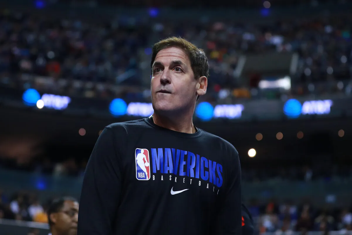 Mark Cuban, owner of the Dallas Mavericks, looks on during a game between Dallas Mavericks and Detroit Pistons at Arena Ciudad de Mexico in Mexico City on Dec. 12, 2019. (Hector Vivas/Getty Images)