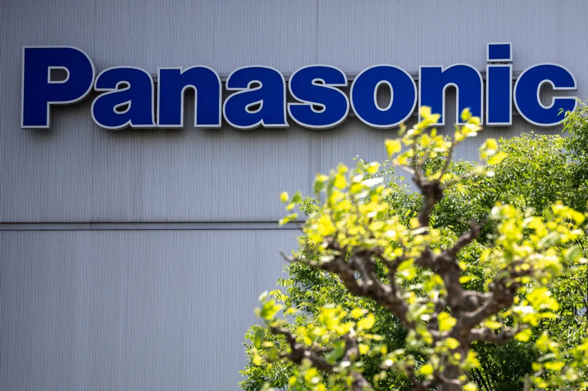 The logo of Japan's Panasonic is displayed in Tokyo, on May 10, 2021. (Philip Fong/AFP via Getty Images)