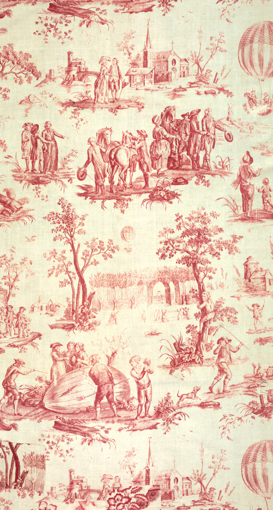 Textile, Le Ballon de Gonesse, 1784. (Cooper Hewitt, Smithsonian Design Museum, Public domain, via Wikimedia Commons)