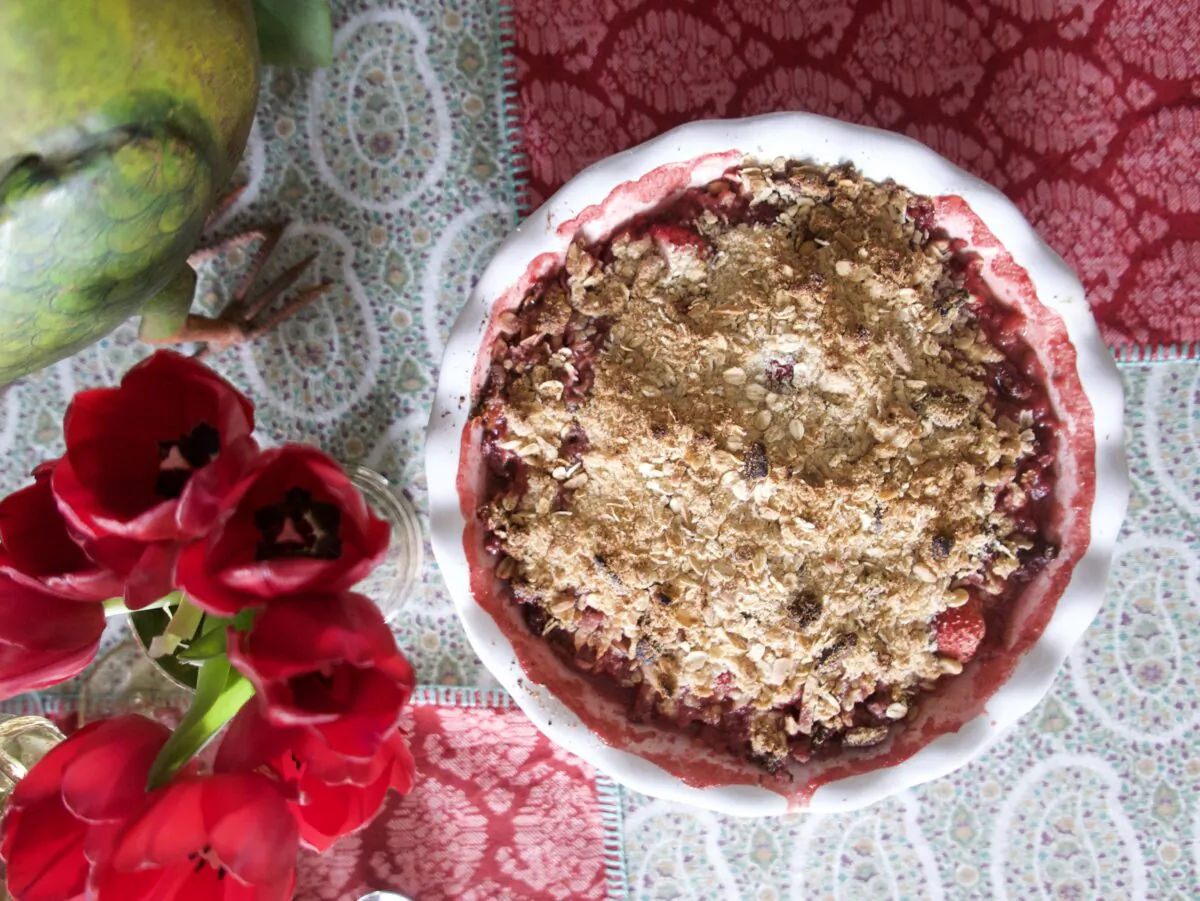 Sweet, peak-season strawberries star in this simple baked dessert. (Victoria de la Maza)
