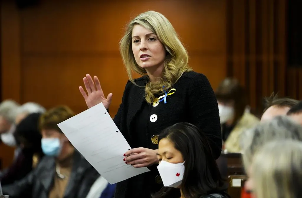 Foreign Affairs Minister Mélanie Joly speaks at the House of Commons in Ottawa in a file photo. (The Canadian Press)