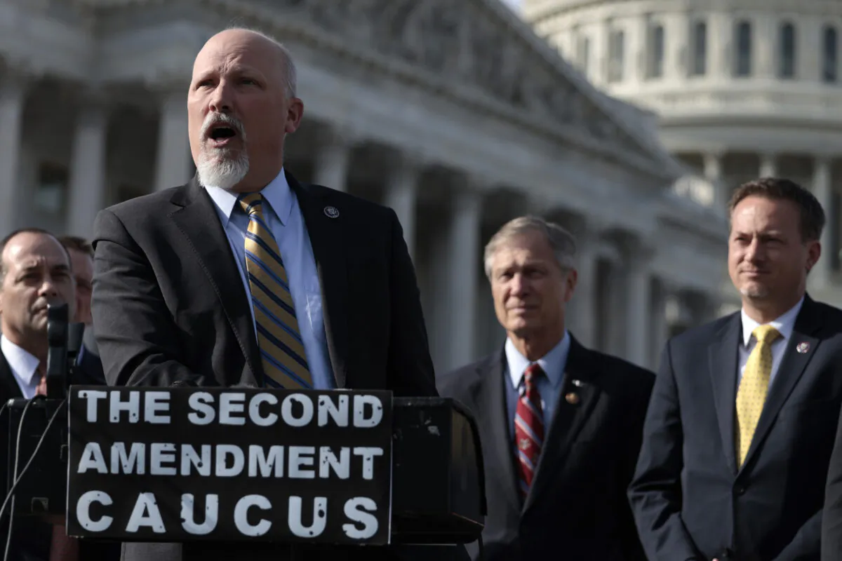 Rep. Chip Roy (R-Texas) speaks at a press conference, alongside members of the Second Amendment Caucus, outside the U.S. Capitol Building, in Washington, on March 8, 2022. (Anna Moneymaker/Getty Images)