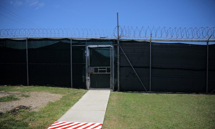 An exit door where released detainees are turned over to the countries that have agreed to accept them is seen at the Guantanamo Bay US Naval Base, Cuba, on June 3, 2017. (Carlos Barria / Reuters, File Photo)