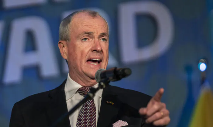 New Jersey Gov. Phil Murphy gives a victory speech to supporters at Grand Arcade at the Pavilion in Asbury Park, N.J., on Nov. 3, 2021. (Eduardo Munoz Alvarez/Getty Images)
