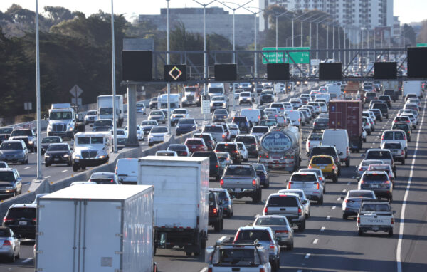 Traffic moves along Interstate 80