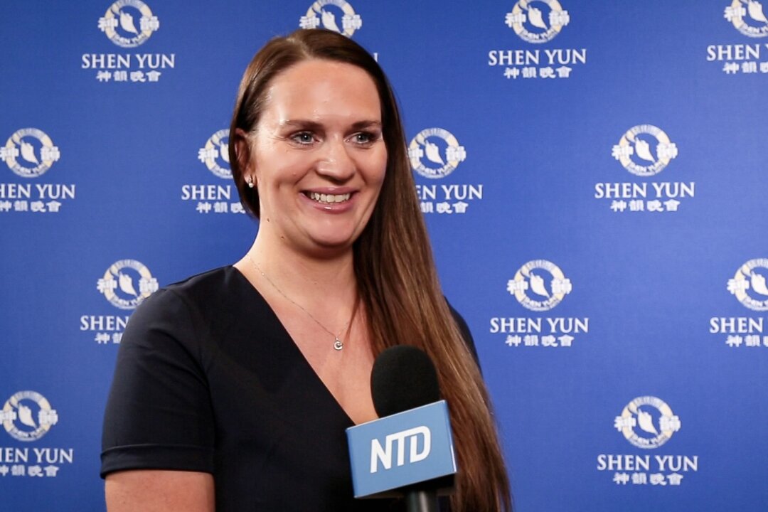Krysta Nowill, a local ballet teacher, at the performance of Shen Yun Performing Arts in Birmingham, England, on April 2, 2022. (NTD)