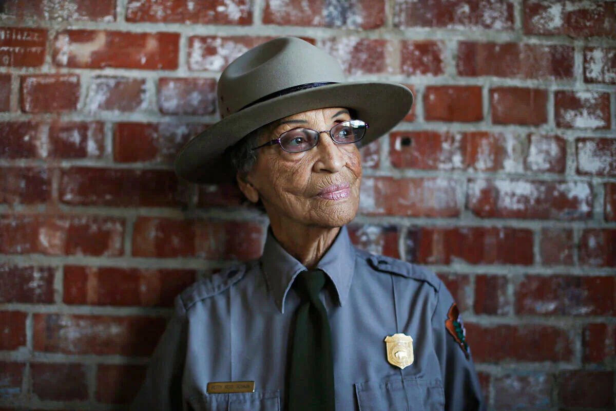 National Park Service ranger Betty Reid Soskin poses for a portrait at the Rosie the Riveter/World War II Home Front National Historical Park in Richmond, Calif., on Oct. 24, 2013. (Justin Sullivan/Getty Images)