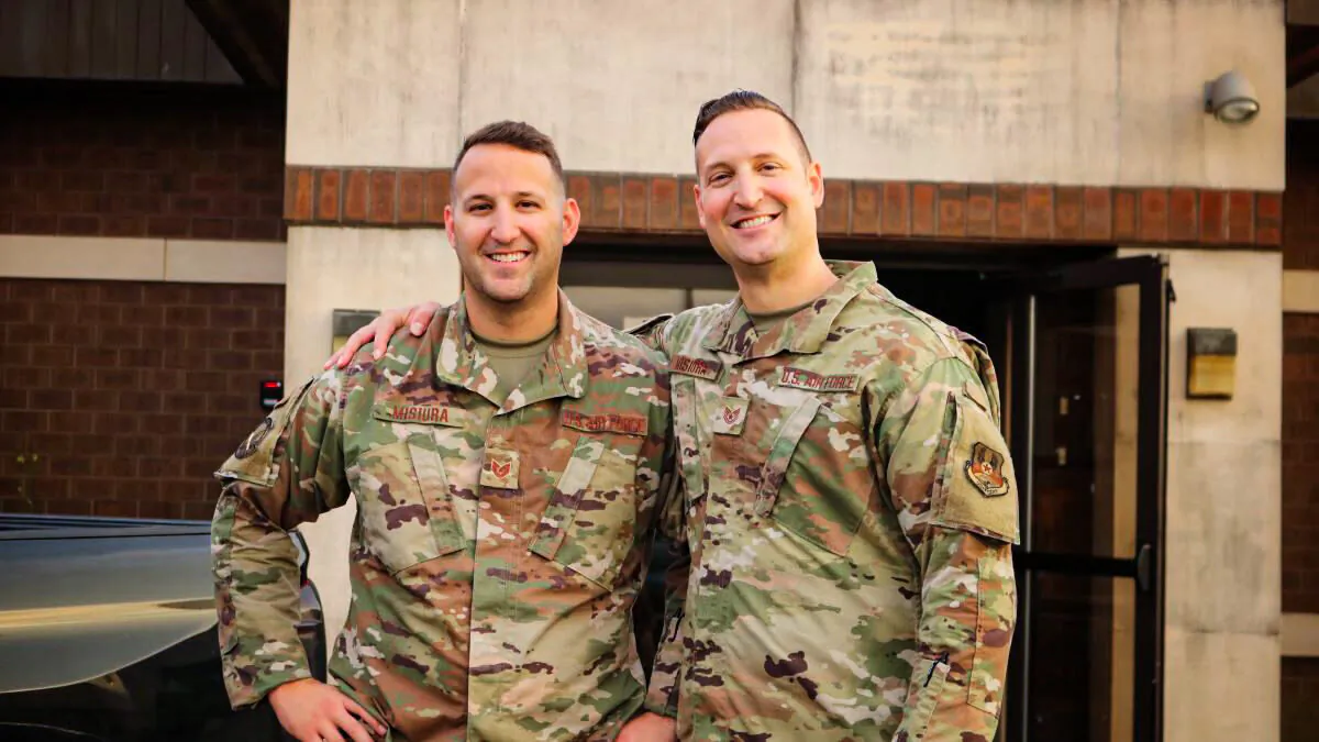 Brothers Josiah and Dave Misiura on the day they came home from being deployed together. The brothers expect to be ejected from the military for refusal to submit to the COVID-19 shots. (Courtesy Dave Misiura)