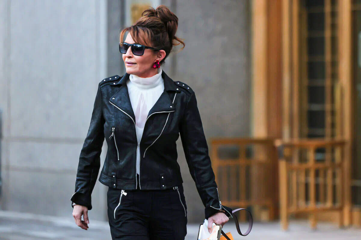 Former Alaska Gov. Sarah Palin leaves federal court in New York on Feb. 14, 2022. (Michael M. Santiago/Getty Images)