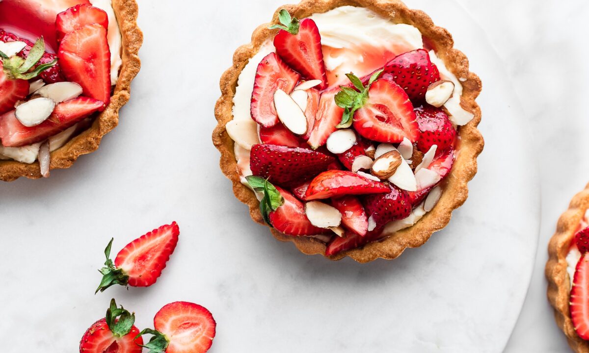 Sweet, ripe strawberries shine on a bed of creamy filling and buttery crust. (Jennifer McGruther)