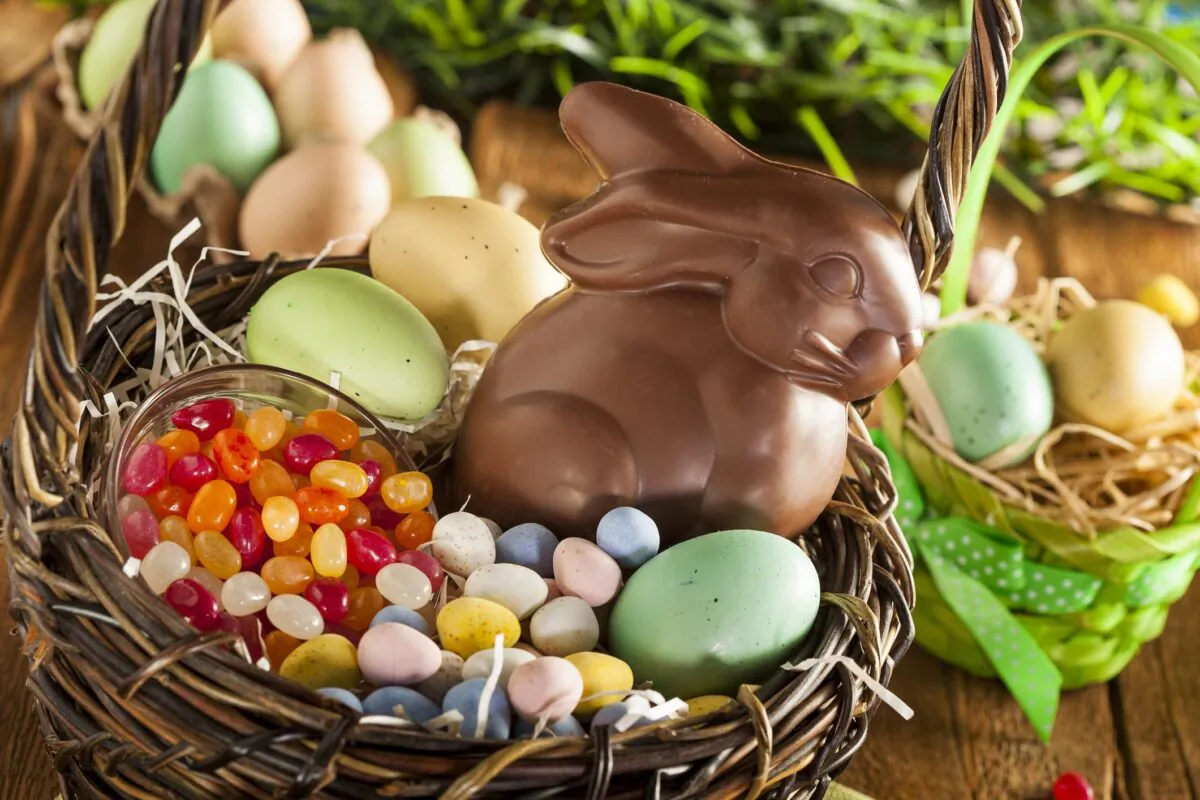 A Chocolate Bunny in an Easter basket. (iStock/bhofack2)
