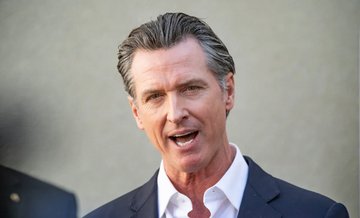 California Gov. Gavin Newsom speaks in Los Angeles, Calif., on Nov. 10, 2021. (John Fredricks/The Epoch Times)