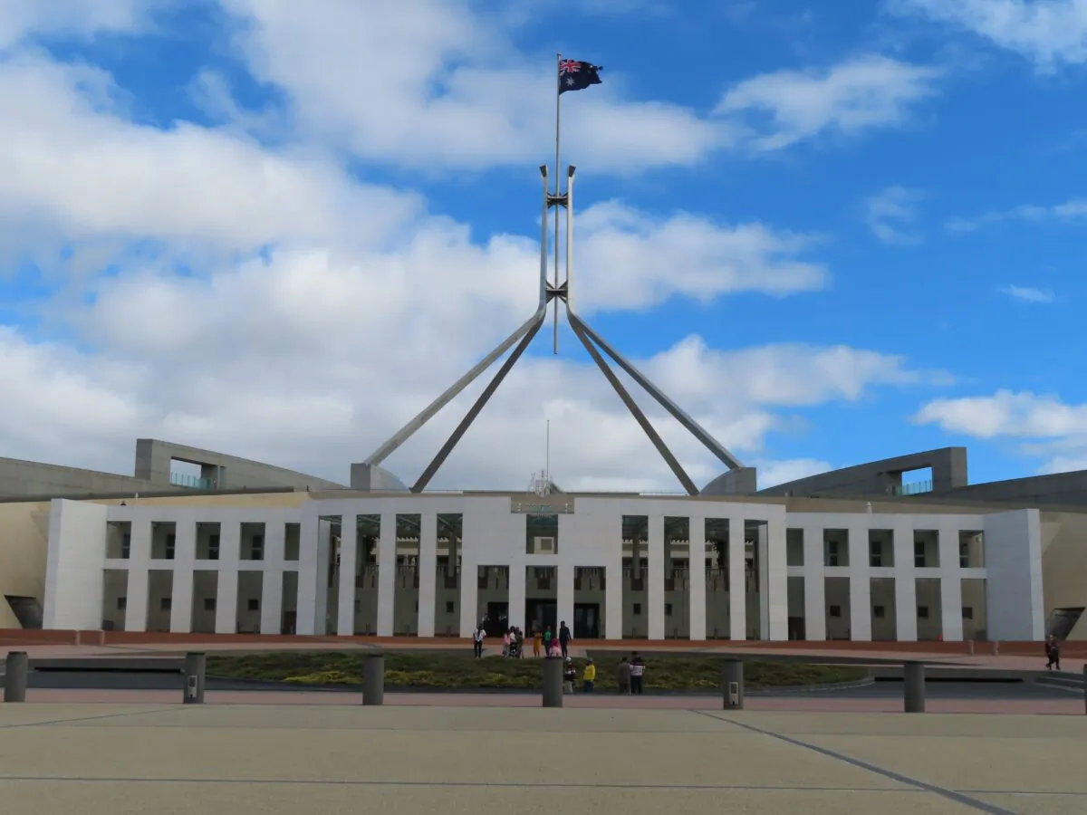 Parliament House in Canberra, Australia, on April 1, 2022. (Rebecca Zhu/The Epoch Times)