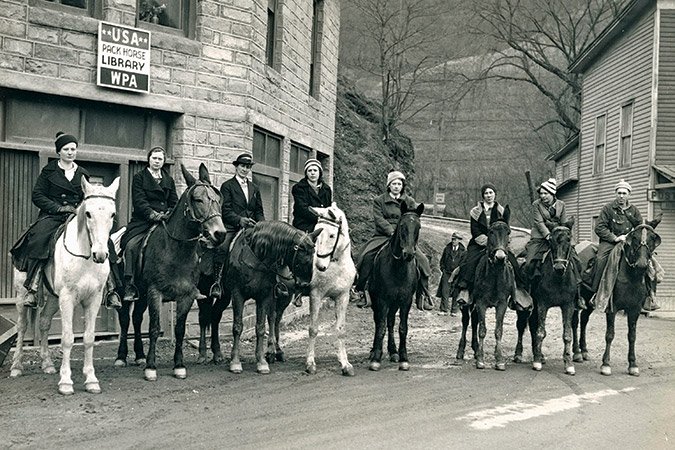 Pack Horse Librarians: Averaging 100 to 120 miles each week, the Pack Horse Librarians of Eastern Kentucky delivered books to families in Appalachia during the Great Depression. (Courtesy of Blue Ridge County)