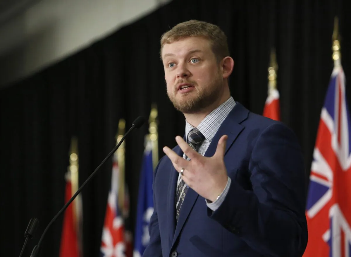 Elmwood-Transcona NDP MP Daniel Blaikie delivers remarks at the Canadian National Prayer Breakfast in Ottawa on May 2, 2019. (The Canadian Press/David Kawai)
