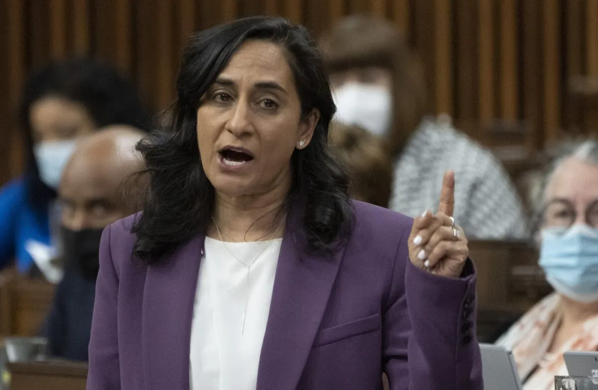 Minister of Defence Anita Anand rises during Question Period, on March 30, 2022 in Ottawa. (The Canadian Press/Adrian Wyld)