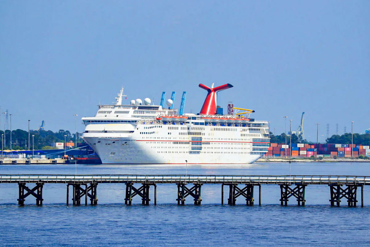A Carnival Cruise Line ship is seen on March 27, 2020 in a file photo. (Greenwood/Getty Images)