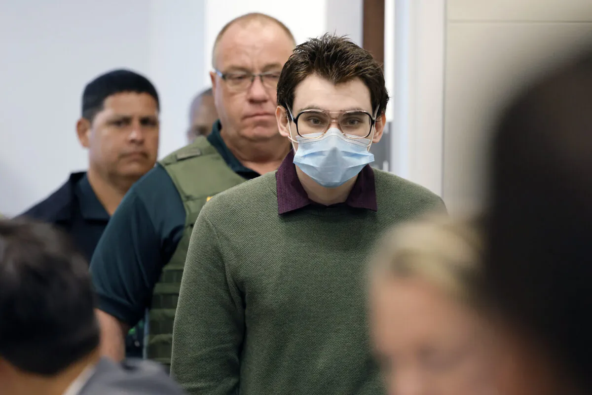 Marjory Stoneman Douglas High School shooter Nikolas Cruz enters the courtroom before jury pre-selection in the penalty phase of his trial at the Broward County Courthouse in Fort Lauderdale, Fla., on April 4, 2022. (Amy Beth Bennett/South Florida Sun Sentinel via AP, Pool)