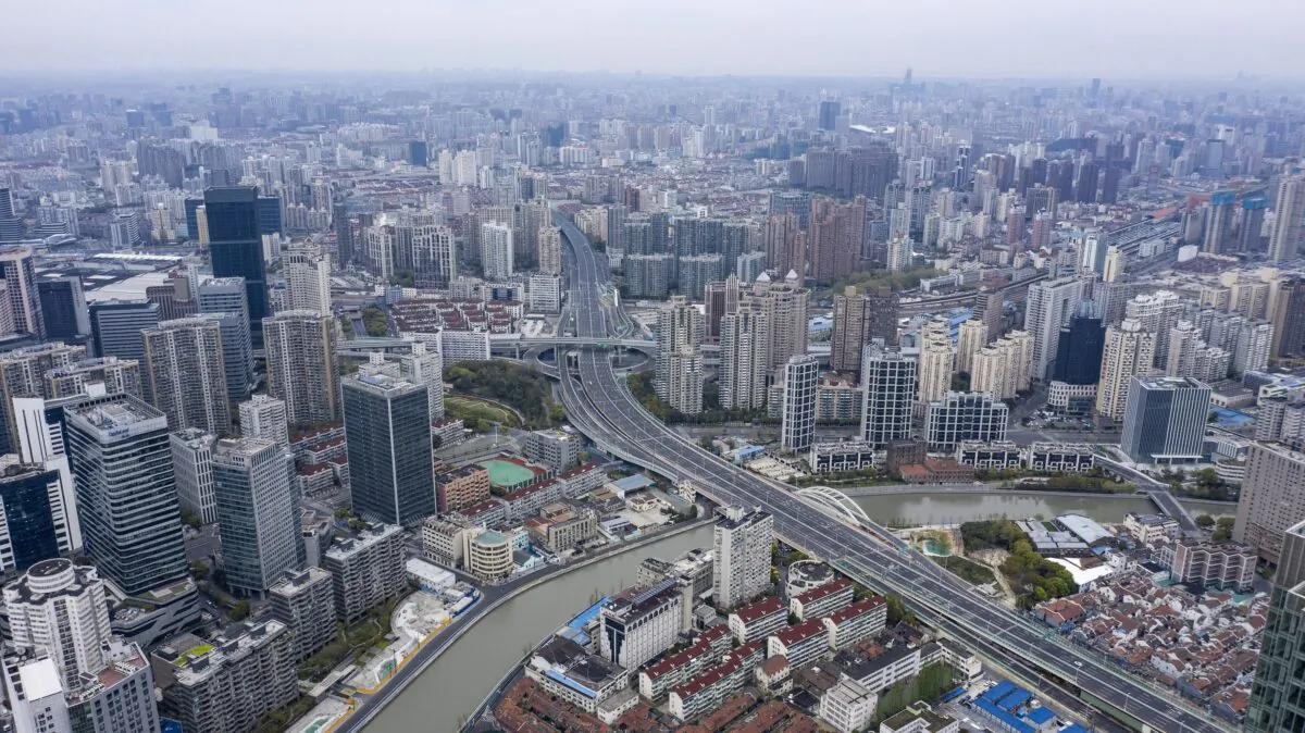 Empty roads during a phased lockdown due to COVID-19 in Shanghai, China, on Apr. 5, 2022. (Qilai Shen/Bloomberg via Getty Images)