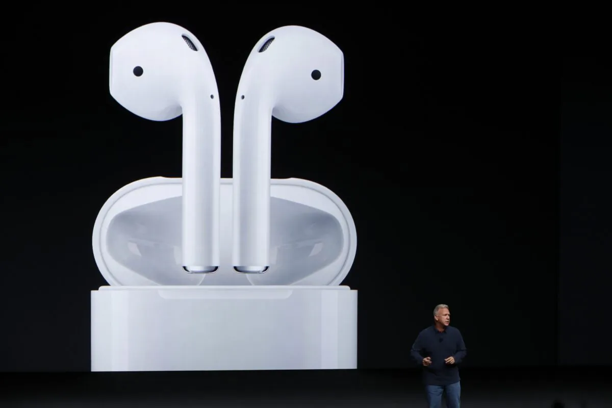 Apple Senior Vice President of Worldwide Marketing Phil Schiller announces AirPods during a launch event in San Francisco, on Sept. 7, 2016. (Stephen Lam/Getty Images)