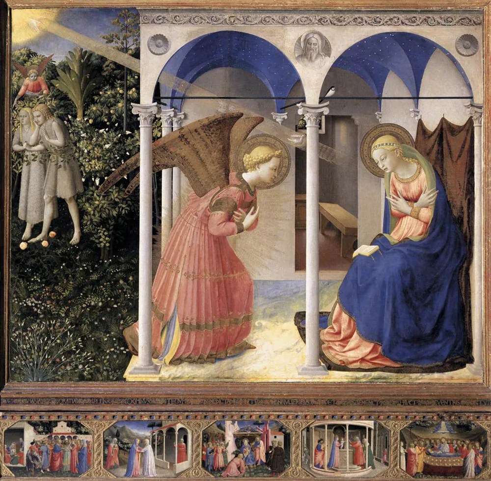 Fra Giovanni Da Fiesole (Fra Angelico): the Annunciation
(Cortona: Gesù Gallery. Panel). (Public Domain)