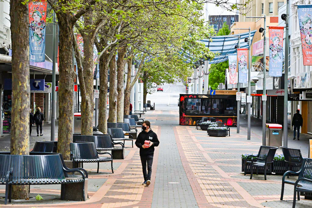 People walk along Hobart Mall in Tasmania, Australia, on Oct. 16, 2021. (Steve Bell/Getty Images)
