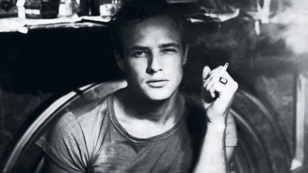 Marlon Brando strikes iconic pose in “Listen to Me Marlon.” (Showtime)