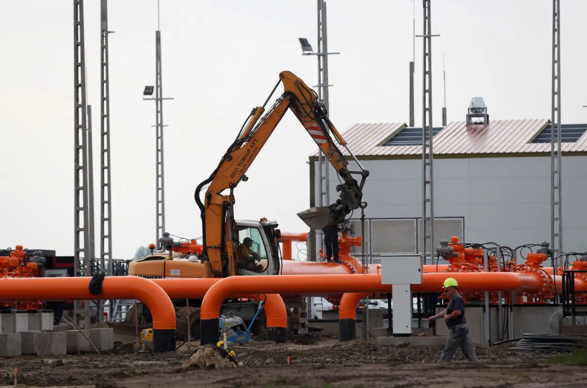 Gas pipelines are seen in a gas distribution center near the Serbian border in Kiskundorozsma, Hungary, on Sept. 28, 2021. (Bernadett Szabo/Reuters)