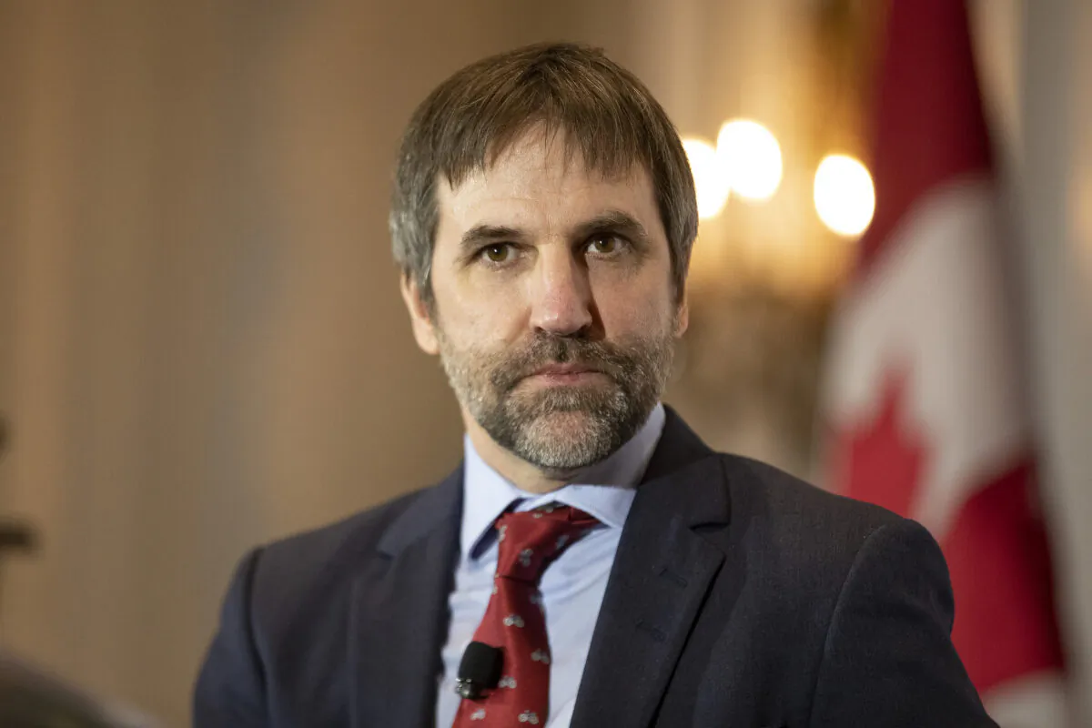 Environment Minister Steven Guilbeault takes part in a moderated discussion at the Canadian Club in Toronto on March 9, 2022. (Chris Young/The Canadian Press)