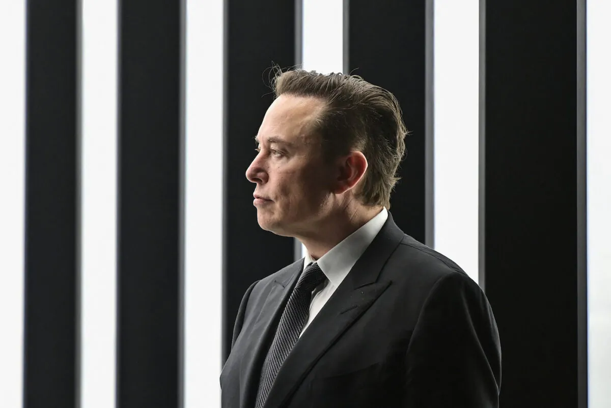 Tesla CEO Elon Musk is pictured as he attends the start of the production at Tesla's "Gigafactory" in Gruenheide, southeast of Berlin on March 22, 2022. (Patrick Pleul/Pool/AFP via Getty Images)