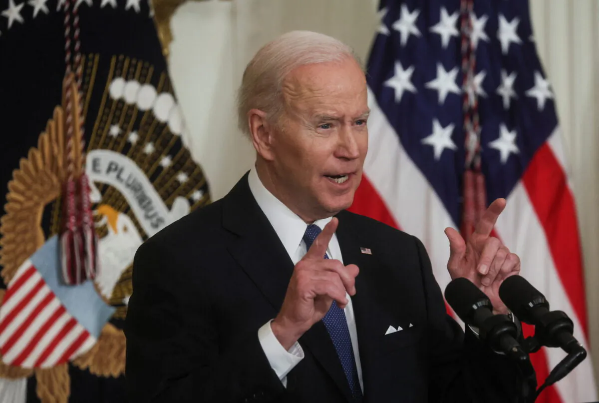 President Joe Biden delivers remarks at the White House in Washington on April 5, 2022. (Leah Millis/Reuters)