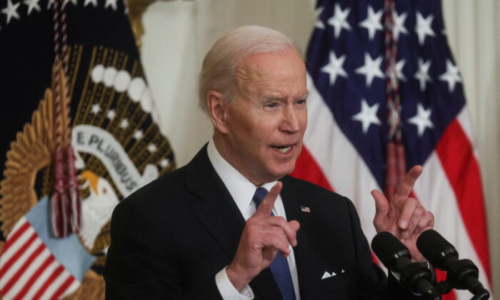 President Joe Biden delivers remarks at the White House in Washington on April 5, 2022. (Leah Millis/Reuters)