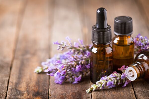 lavender essential oil and flowers