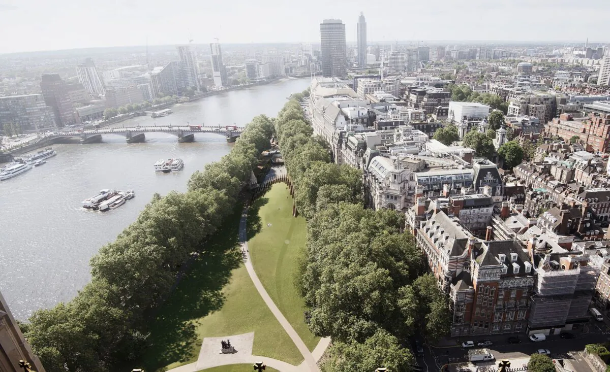 An artist's impression showing the aerial view of the proposed Holocaust Memorial and Learning Centre in London. (UK Holocaust Memorial/PA)
