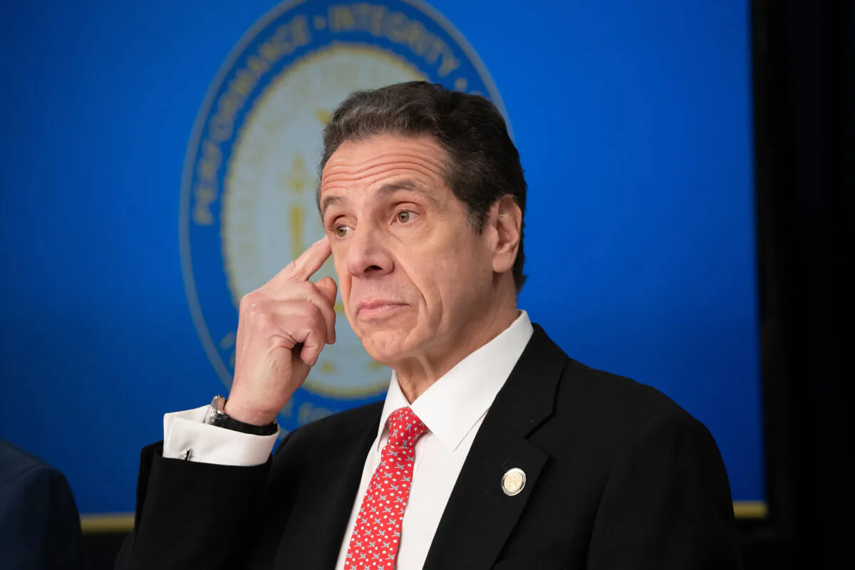Then New York Gov. Andrew Cuomo listens during a COVID-19 news conference at the governor's Manhattan office in New York, on March 2, 2020. (Barry Williams/New York Daily News/TNS)