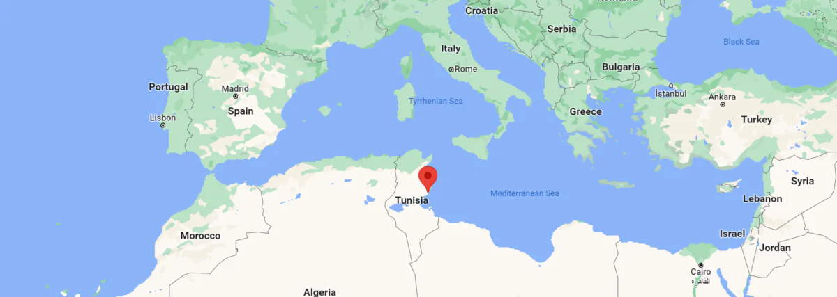 This map shows the location of the coast of Sfax, Tunisia. (Google maps/Screenshot via The Epoch Times)