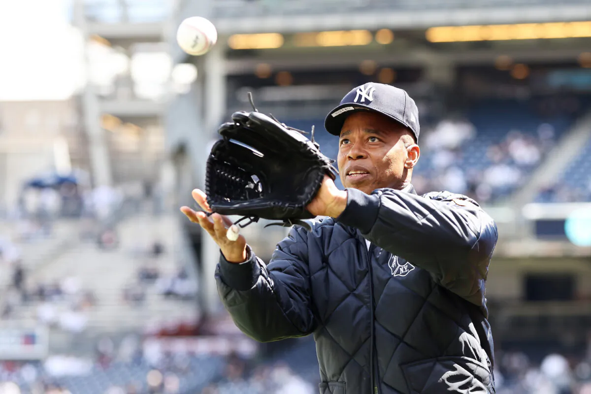 New York City Mayor Eric Adams attends the game between the New York Yankees and the Boston Red Sox at Yankee Stadium in New York City on April 8, 2022. (Mike Stobe/Getty Images)