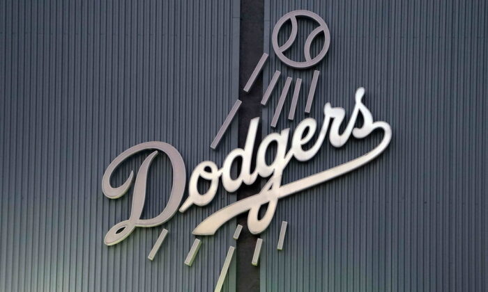 A general overall view of the Los Angeles Dodgers logo at Dodger Stadium in Los Angeles, on July 15, 2020. (Kirby Lee/USA TODAY Sports via Field Level Media)
