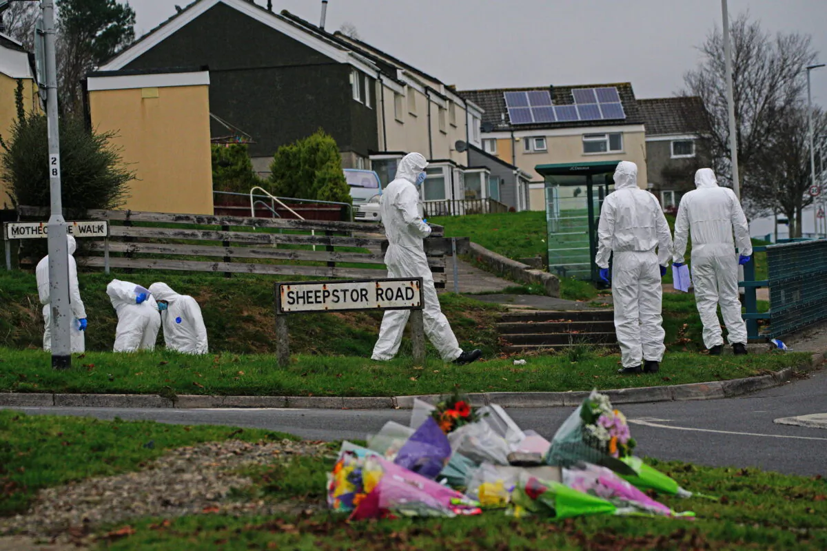 Crime scene investigators on Sheepstor Road in Plymouth following the murder of Bobbi-Anne McLeod in November 2021. (Ben Birchall/PA)