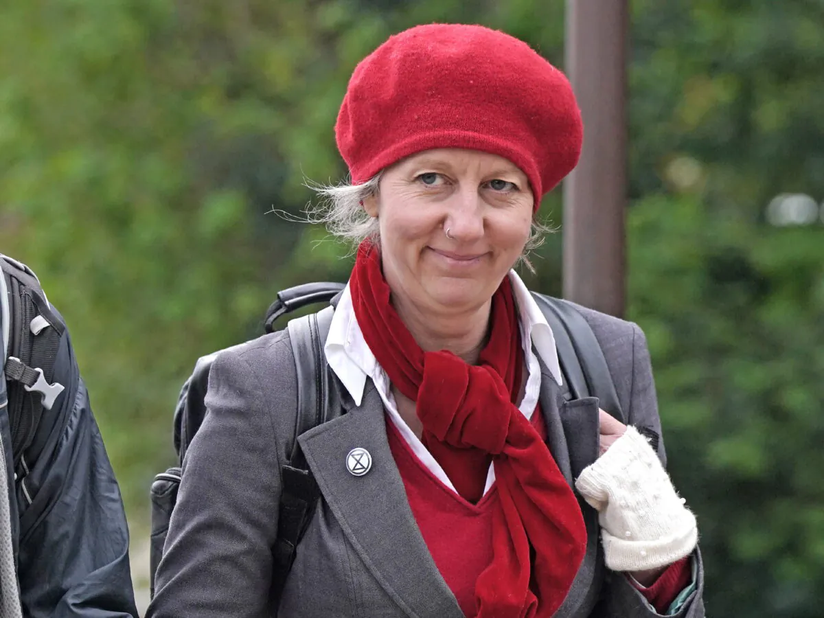 Extinction Rebellion co-founder Gail Bradbrook at Isleworth Crown Court, London, on April 19, 2022. (Jonathan Brady/PA Meida)