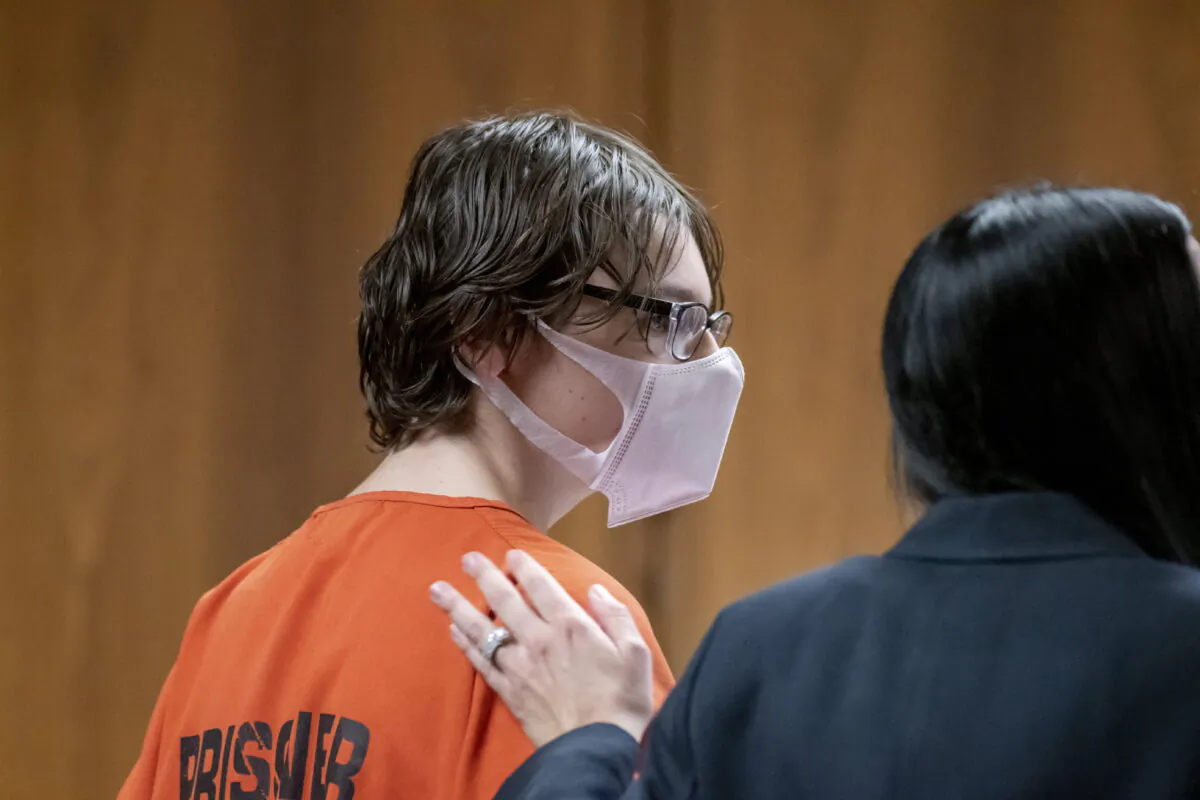 Ethan Crumbley attends a hearing at Oakland County circuit court in Pontiac, Mich., on Feb. 22, 2022. (David Guralnick/Detroit News via AP)