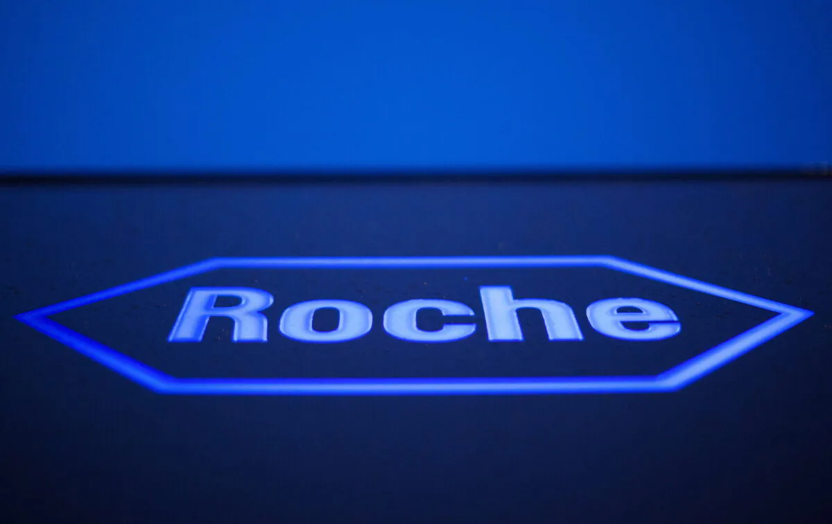 A logo of Swiss pharmaceutical company Roche in Rotkreuz, Switzerland, on April 12, 2012. (Michael Buholzer/Reuters)