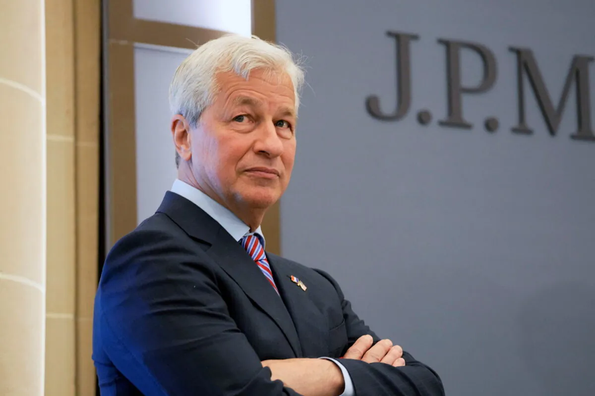 JP Morgan CEO Jamie Dimon looks on during the inauguration the new French headquarters of JP Morgan bank in Paris, on June 29, 2021. (Michel Euler/Pool via Reuters)