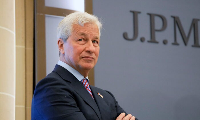 JP Morgan CEO Jamie Dimon looks on during the inauguration the new French headquarters of JP Morgan bank in Paris, on June 29, 2021. (Michel Euler/Pool via Reuters)