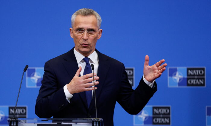 NATO Secretary General Jens Stoltenberg holds a news conference during a NATO summit to discuss Russia's invasion of Ukraine, in Brussels, Belgium, March 24, 2022. (REUTERS/Gonzalo Fuentes/File Photo)