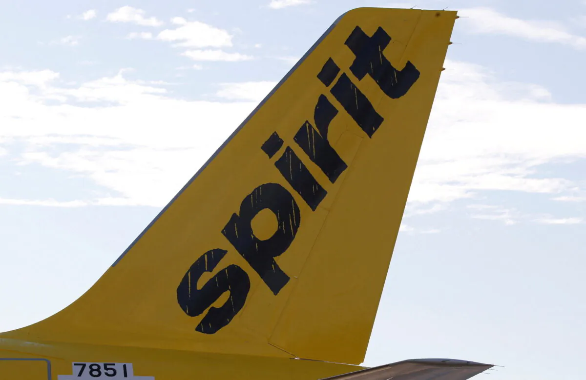 A logo of low cost carrier Spirit Airlines on an Airbus plane in Colomiers near Toulouse, France, on Nov. 6, 2018. (Regis Duvignau/Reuters)