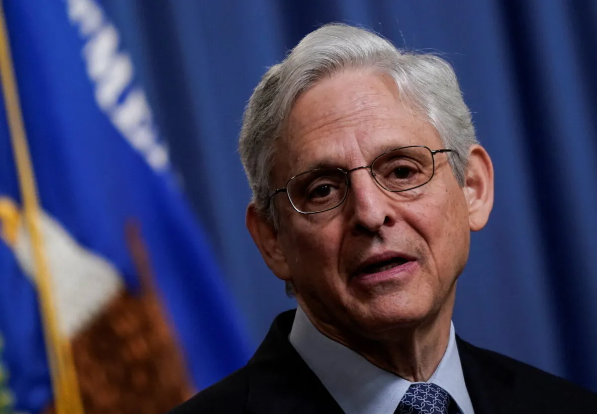 U.S. Attorney General Merrick Garland announces enforcement actions against Russia, during a news conference at the Justice Department in Washington, U.S., April 6, 2022. REUTERS/Elizabeth Frantz