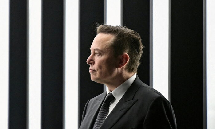 Elon Musk attends the opening ceremony of the new Tesla Gigafactory for electric cars in Gruenheide, Germany, on March 22, 2022. (Patrick Pleul/Pool via Reuters)